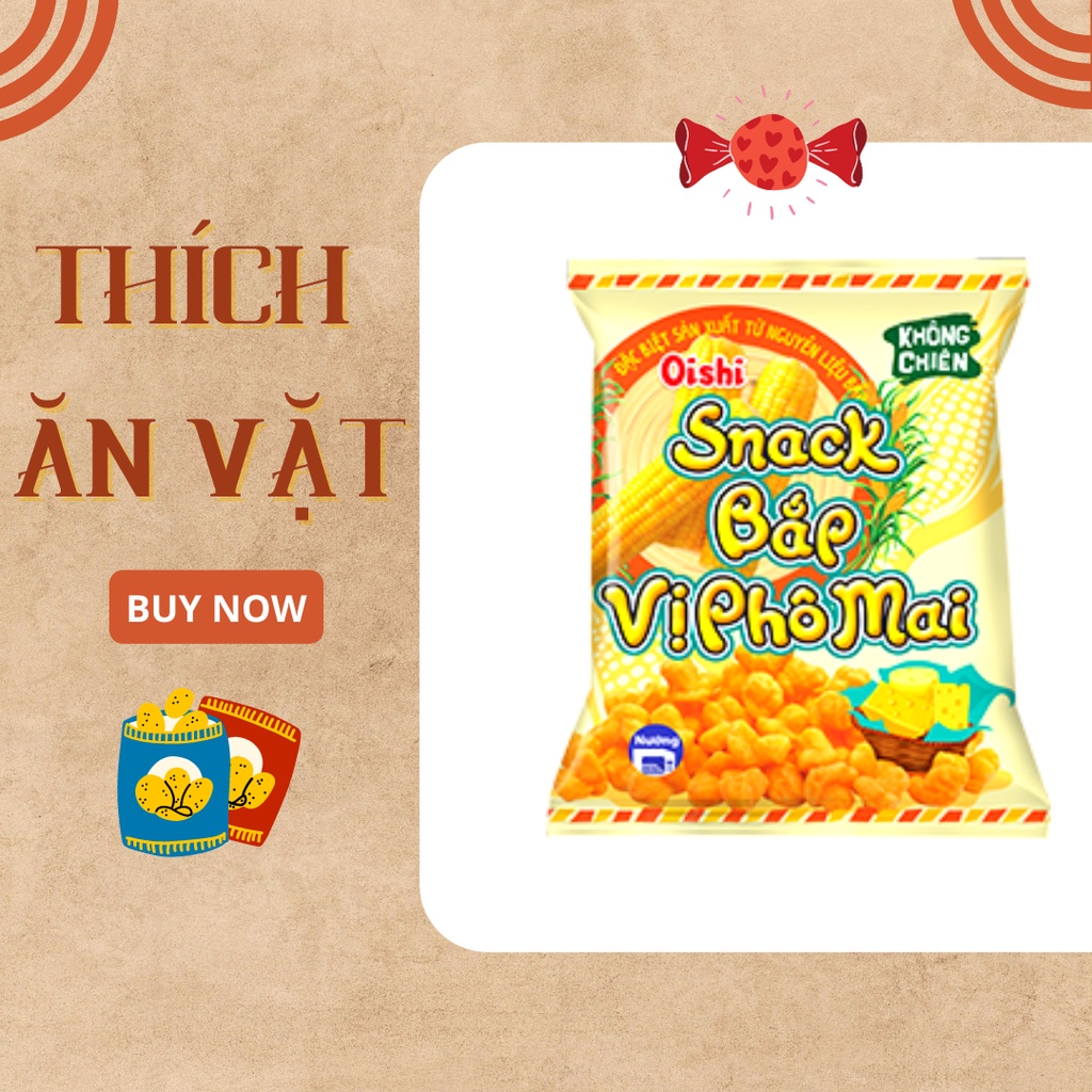 Bánh snack bắp vị phô mai Oishi 35gram