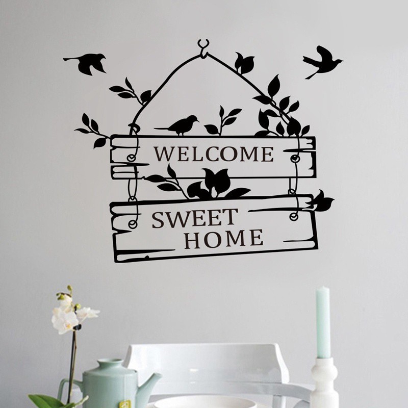 Nhãn dán tường PVC họa tiết chữ WELCOME trang trí nội thất nhà cửa