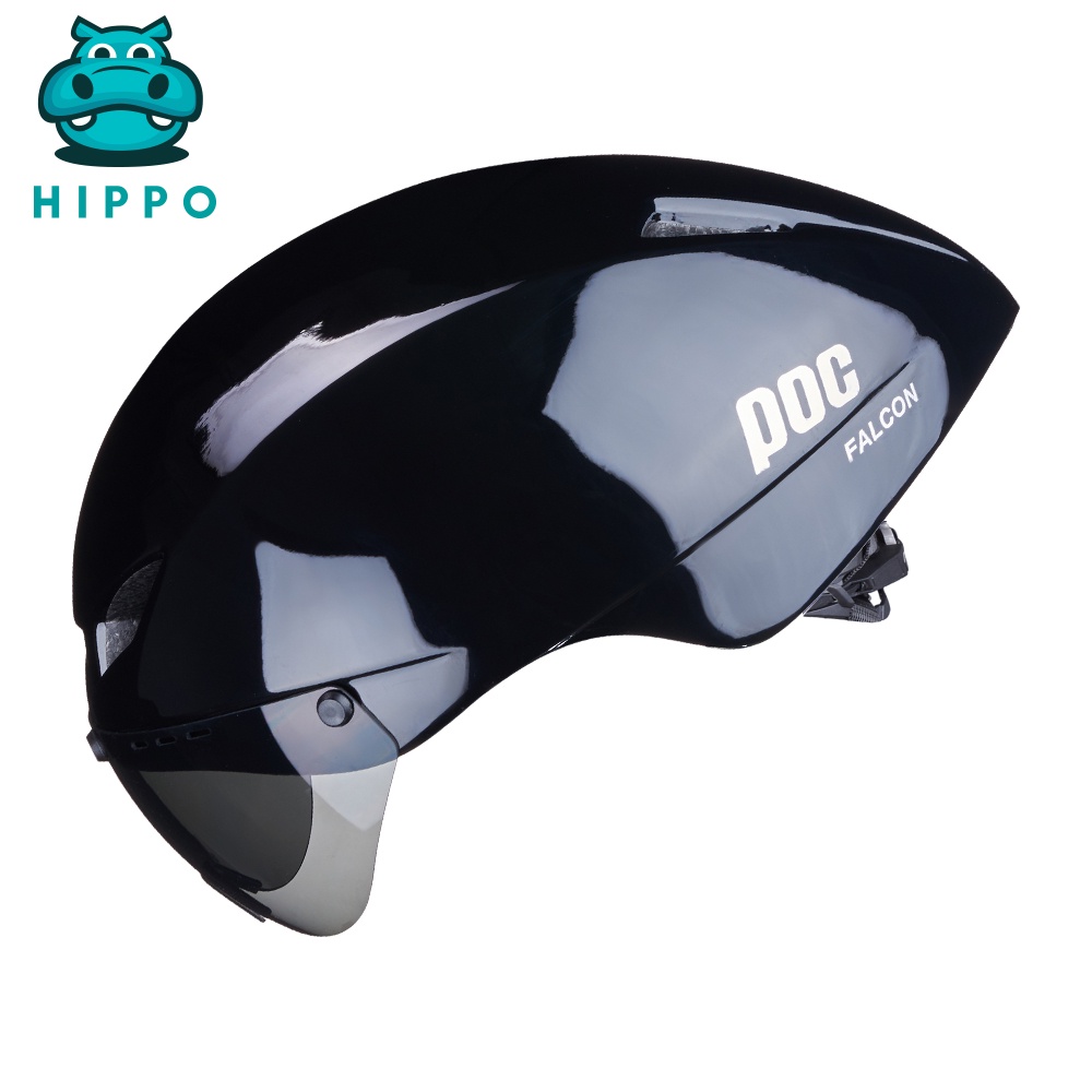 Mũ bảo hiểm xe đạp thể thao Poc Falcon siêu nhẹ chính hãng màu đen bóng - HIPPO HELMET