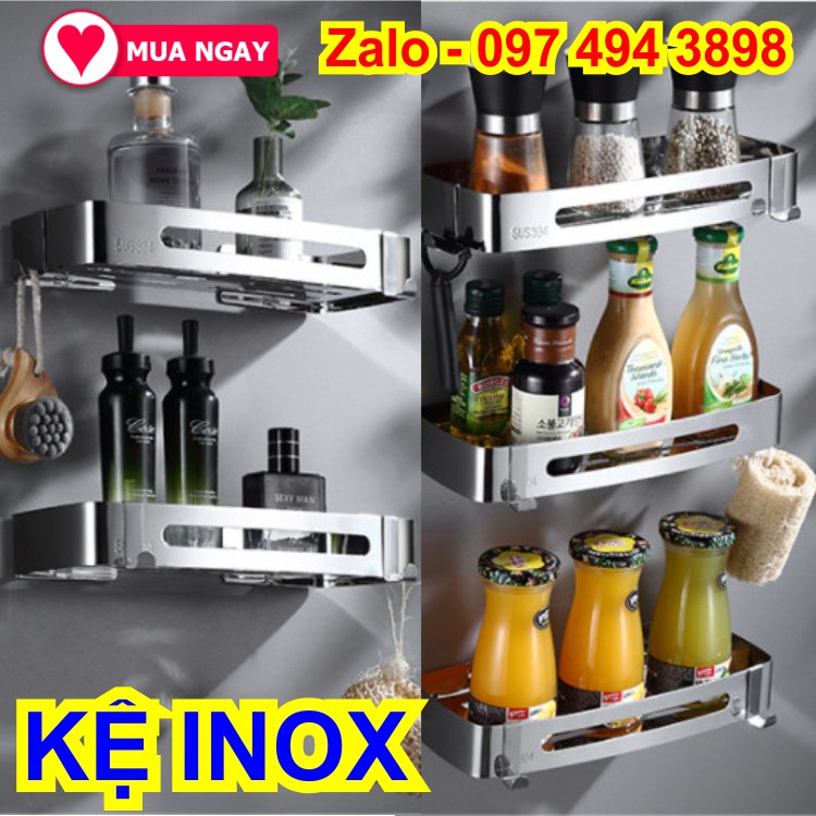 kệ nhà tắm inox dán keo, giá gia dụng tiện ích kệ đựng đồ nhà vệ sinh, rửa chén ... ngăn nắp gọn đẹp sang trọng