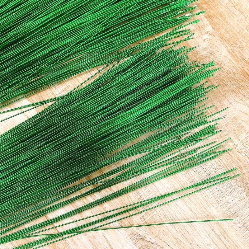 Kẽm làm cành lá hoa len handmade xanh lá, dễ uốn nắn