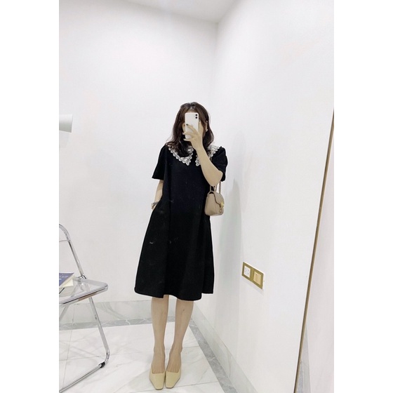 Váy Thô Đen Cổ Bả To Bầu Bí Bon Chen, Dáng Váy Suông Rộng Dễ Mặc Phù Hợp Với Tất Cả Dáng Người | BigBuy360 - bigbuy360.vn