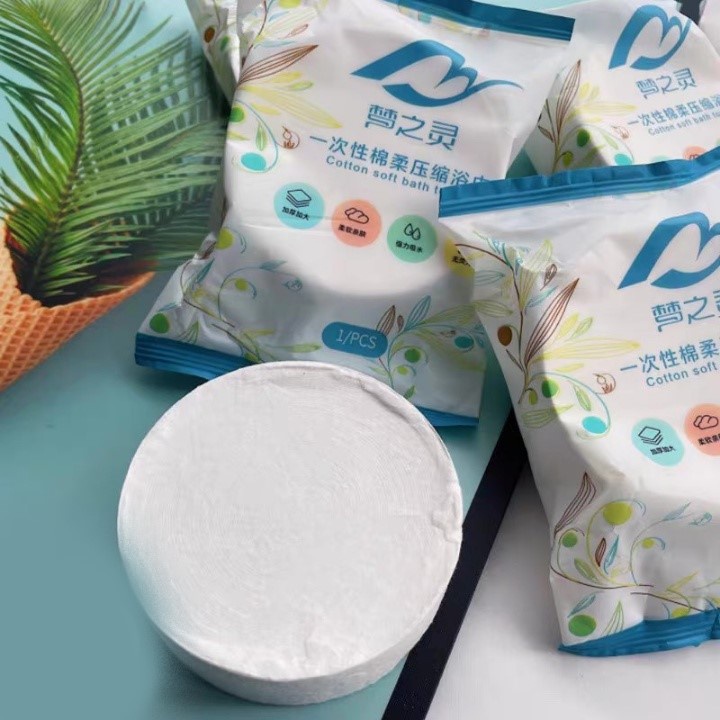 COMBO 2 Khăn tắm nén dạng viên tiện dụng mang theo đi du lich, đi chơi dài 70x140cm siêu lớn