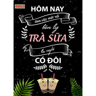 tranh dán tường 3d trang trí quán trà sữa