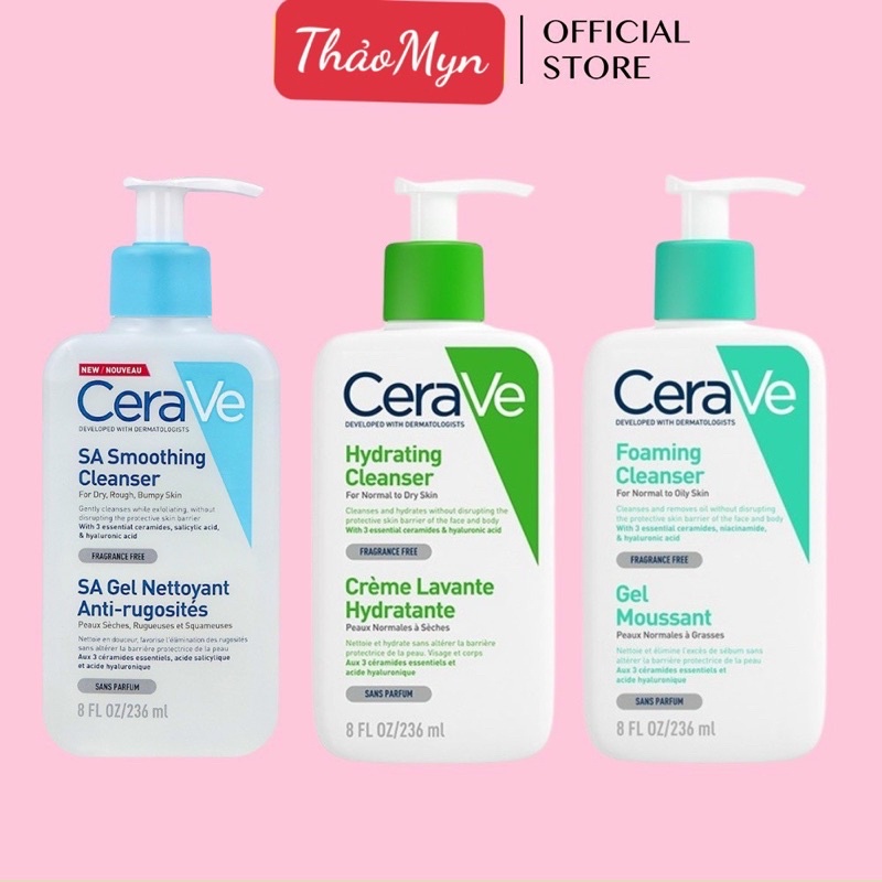 Sữa Rửa Mặt Cerave Cho Da dầu- Da khô - Da Nhạy Cảm