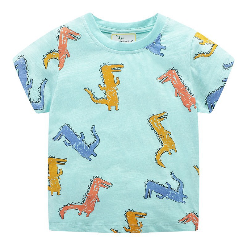 Áo thun bé trai hè Jumping Meters áo cho bé trai cotton xanh ngọc cá sấu hàng chính hãng - Misolkids
