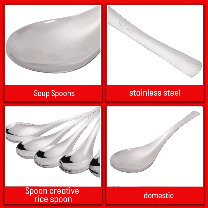 Bộ 8 Muỗng Súp Bằng Thép Không Gỉ Dày Chịu Được Sức Nặng