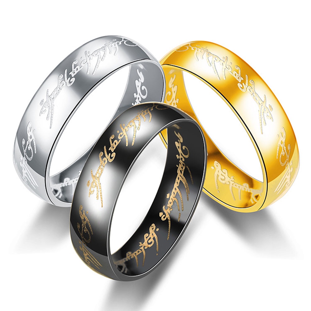 1 Nhẫn Thép Không Gỉ Khắc Chữ Lord Of The Rings Thời Trang Cho Nam Nữ