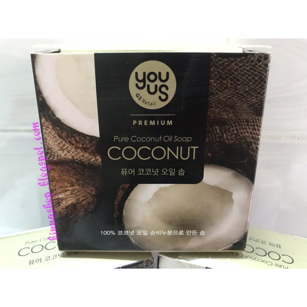 Xà phòng dầu dừa thiên nhiên 100% Hàn Quốc YouUs GS Pure Coconut Oil Soap 유어스 퓨어 코코넛 오일 솝