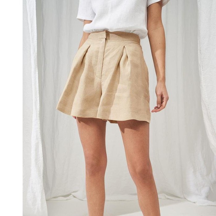 Quần Shorts Cạp Siêu Cao Ông Rộng Chất Thô Phong Cách Hàn Quốc