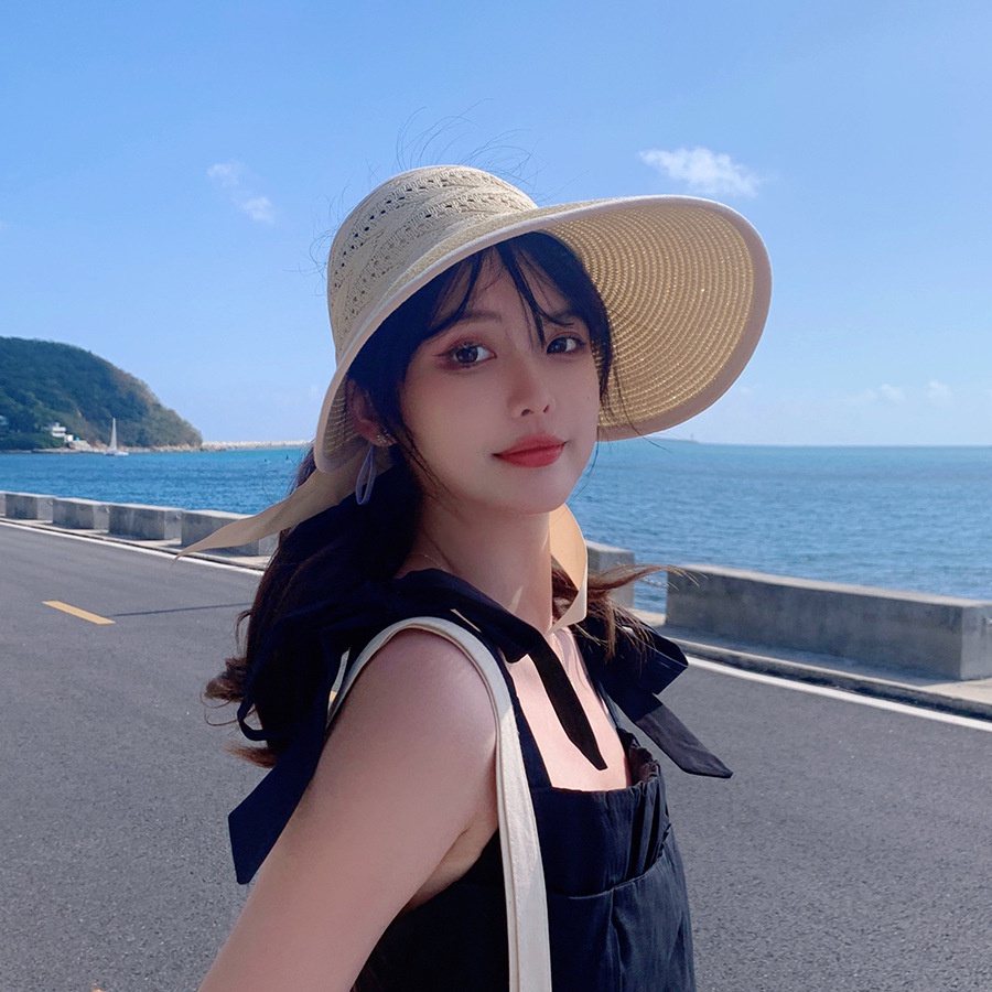 Mũ cói hở nóc,hở đầu vành rộng đội đi biển đủ màu chuyên buôn