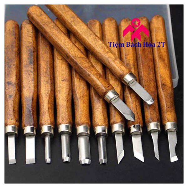 Bộ 12 dao khắc, đục, tiện gỗ cao cấp V2