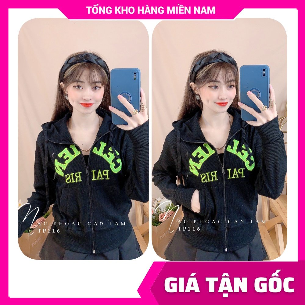 Áo khoác chống nắng nữ chất thun gân tăm mềm mát co giãn lên phom ôm dáng thêu chữ dễ thương TP116