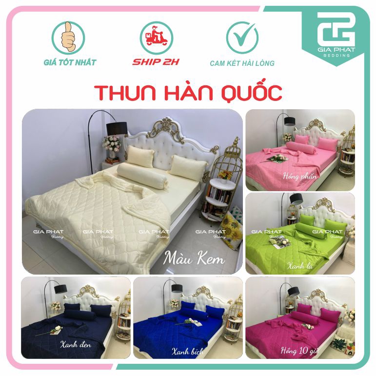 Bộ chăn ga gối Thun Lạnh Hàn Quốc 5 món