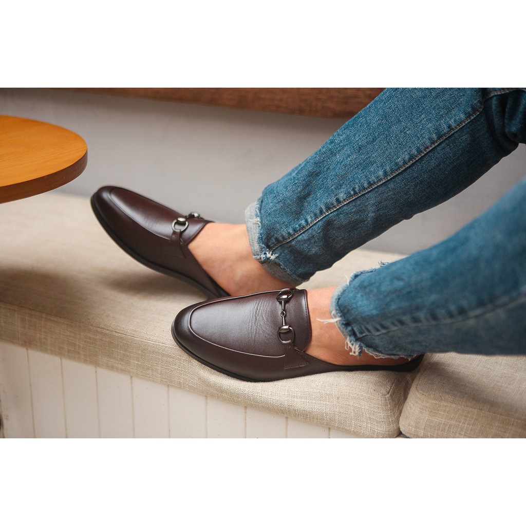 GIÀY SỤC NAM HỞ GÓT DA BÒ NGUYÊN TẤM TOROSHOES MÃ M639.1 (NÂU TRƠN)