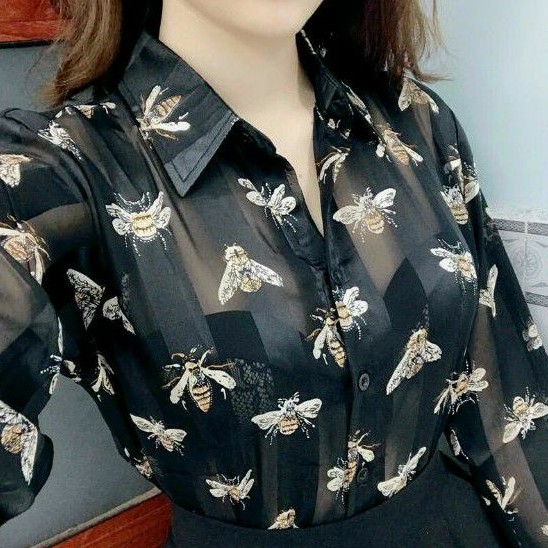 Áo sơ mi lụa con ong PC vải ko nhăn.