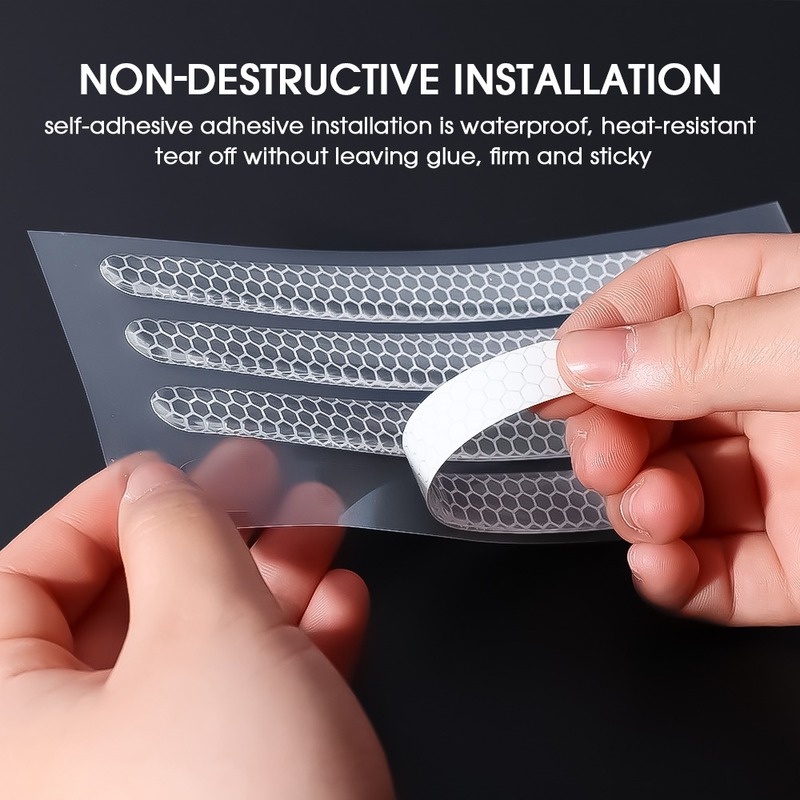 Set 4 Miếng Dán PVC Phản Quang Chống Trầy Chống Trầy Bảo Vệ Tay Nắm Cửa Xe Hơi