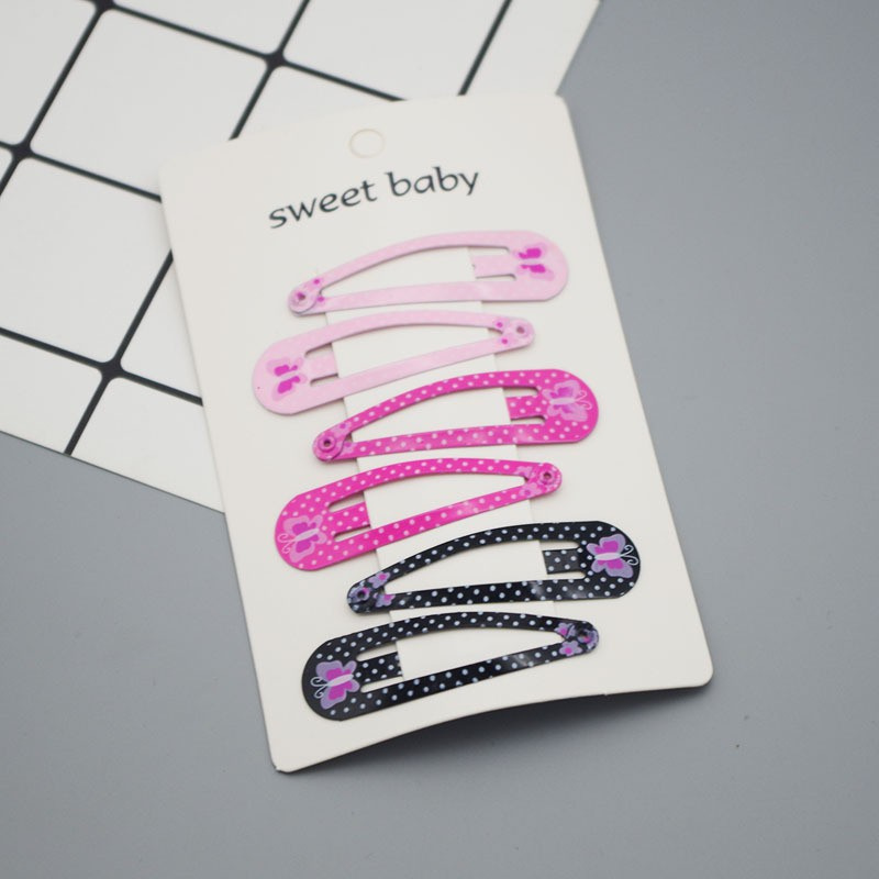 Set 6 Kẹp Tóc Bằng Kim Loại Họa Tiết Hoạt Hình Nhiều Màu Sắc Độc Đáo Cho Bé Gái
