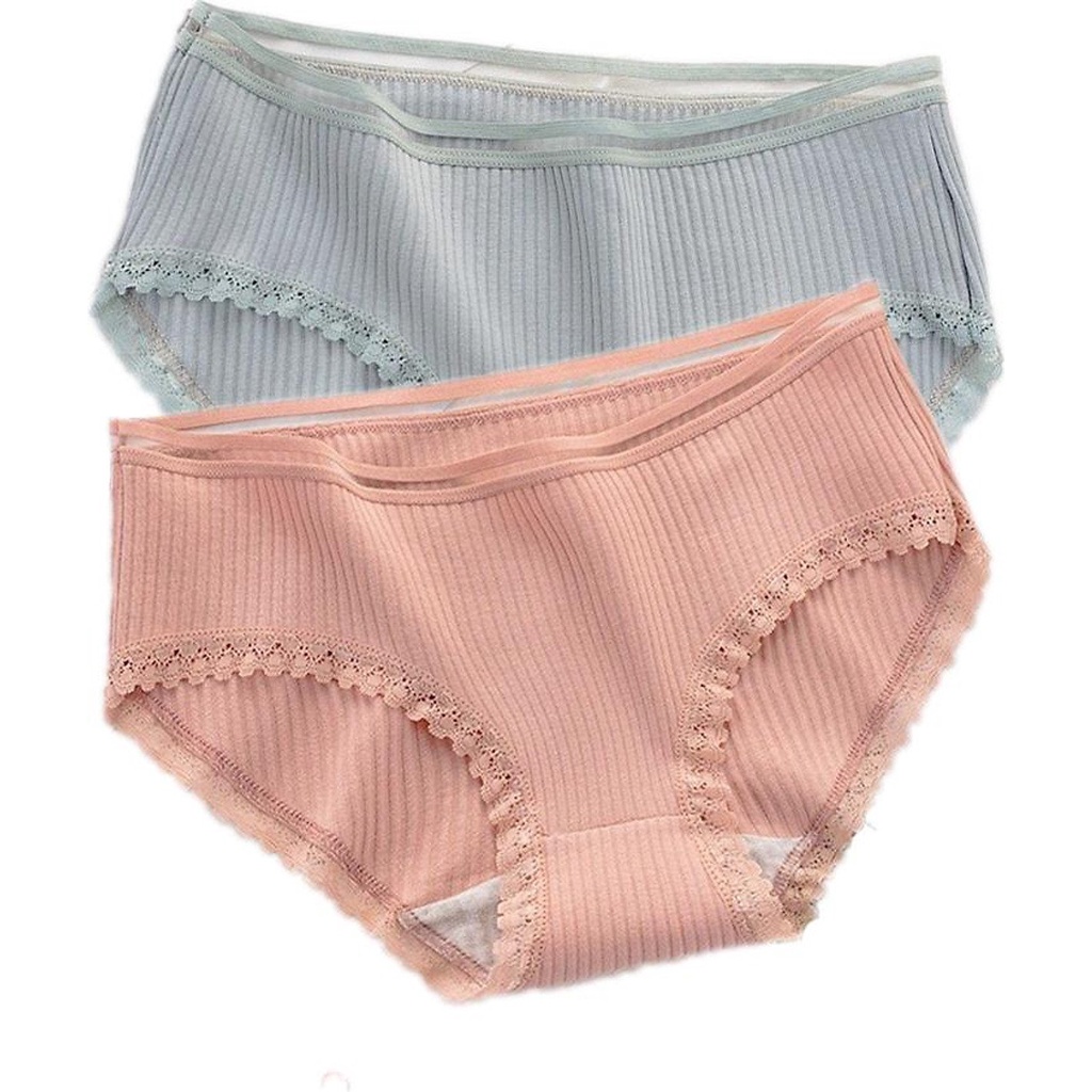 Quần Lót Nữ Cotton viền ren gân tăm kháng khuẩn hoạ tiết viền ren sexy điệu đà - QL Tăm phối ren