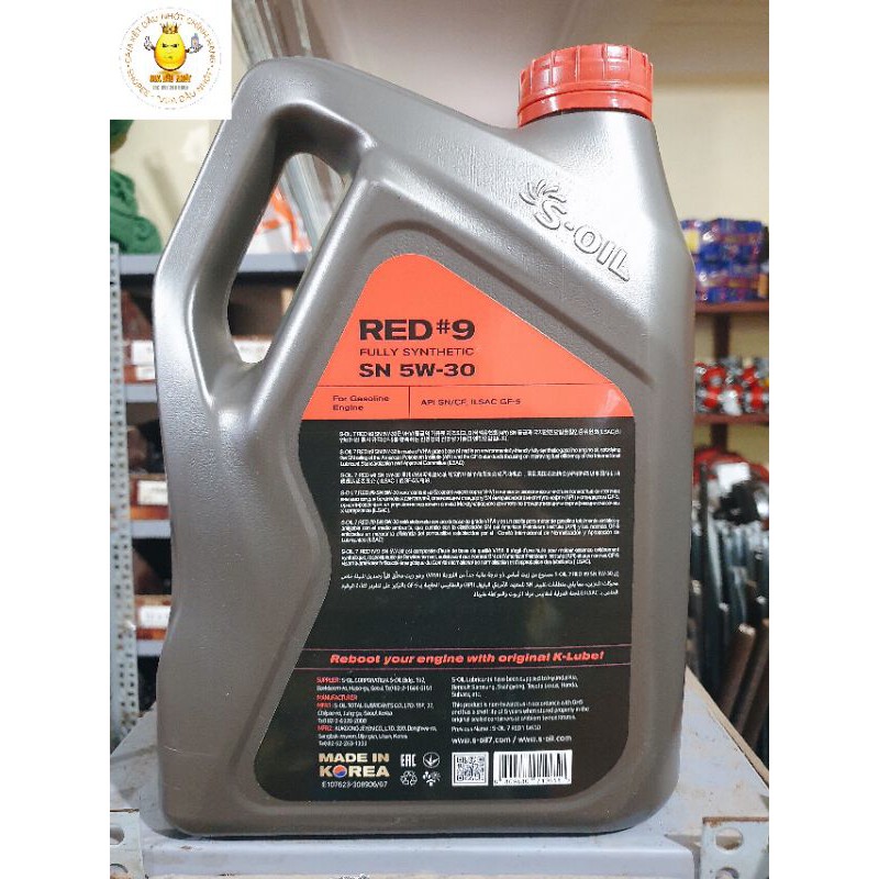 Dầu nhớt ô tô máy xăng S-oil Red #9 5W30 và 5W40 - Nhập khẩu 100% từ Hàn Quốc.