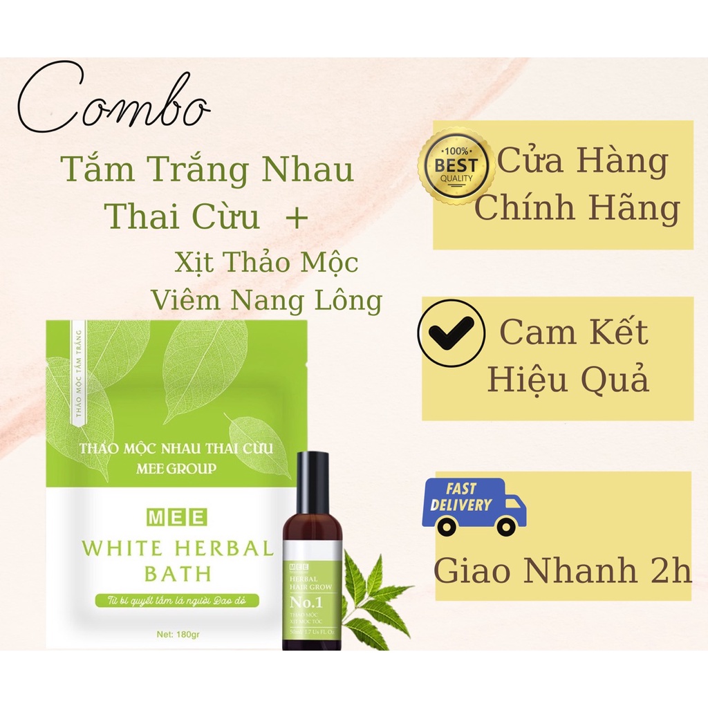 Combo Dưỡng Trắng, Dưỡng Ẩm MEE NATURAL - Tắm TrắngThảo Mộc Nhau Thai Cừu -Xịt Viêm Nang Lông