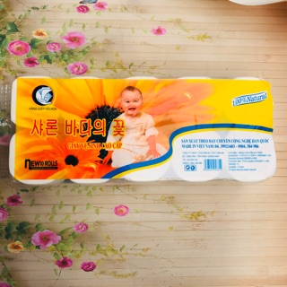 Bịch 10 cuộn giấy vệ Hải Hoa 3 lớp không lõi