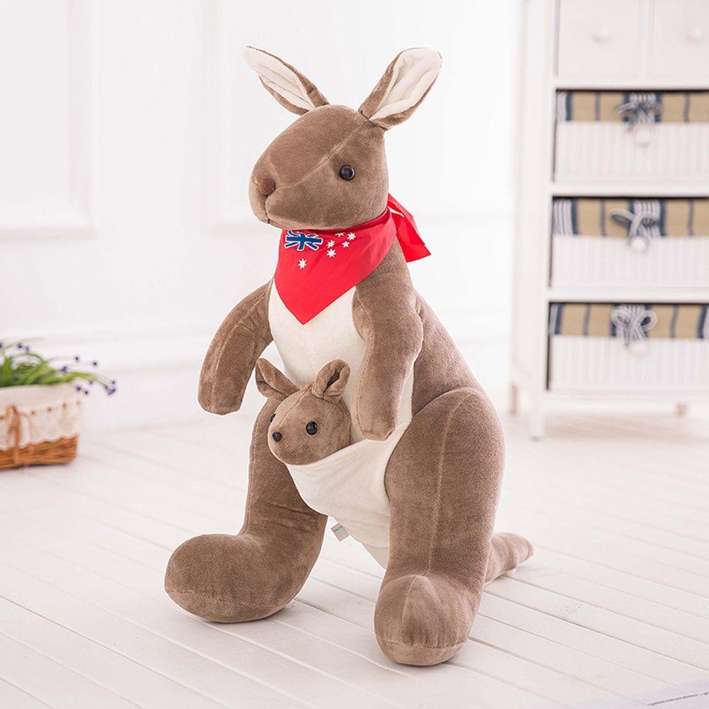 Thú Nhồi Bông Hình Kangaroo Hoạt Hình Đeo Khăn Quàng Cổ Chất Lượng Cao Trang Trí Nhà Cửa