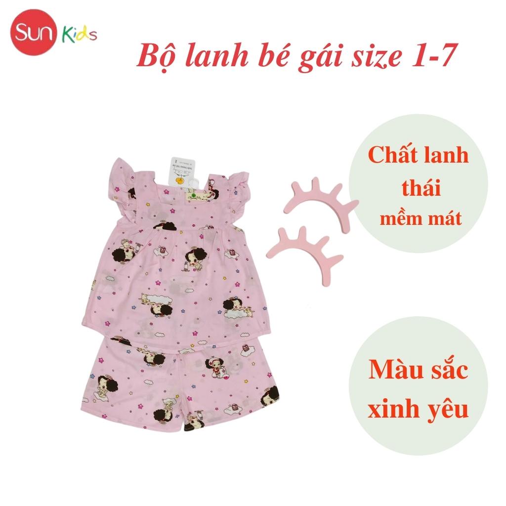 Đồ bộ cho bé gái, đồ lanh bé gái chất lanh thái mềm mát, size 1-7 tuổi - SUNKIDS