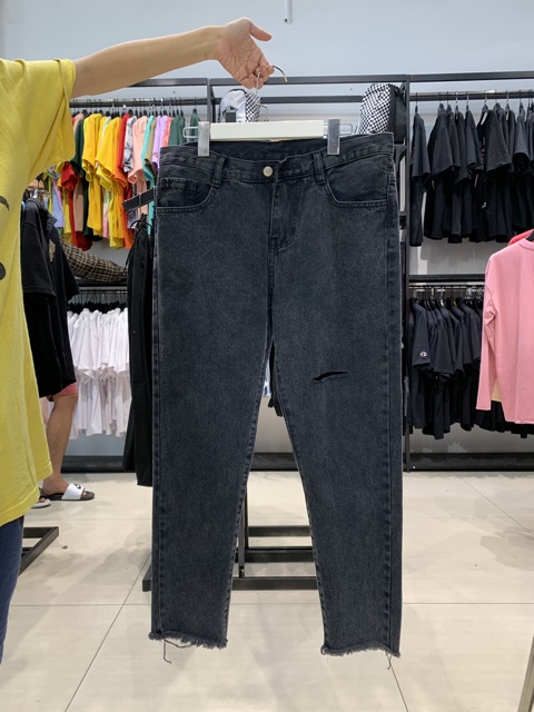 Quần Baggy XÁM khói Mã 007 rách siêu đẹp  - UNISEX Cao Cấp4