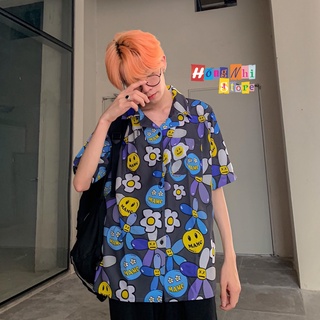 Áo sơ mi họa tiết hoa tay lỡ dáng rộng ulzzang unisex, sơ mi đi biển - mm