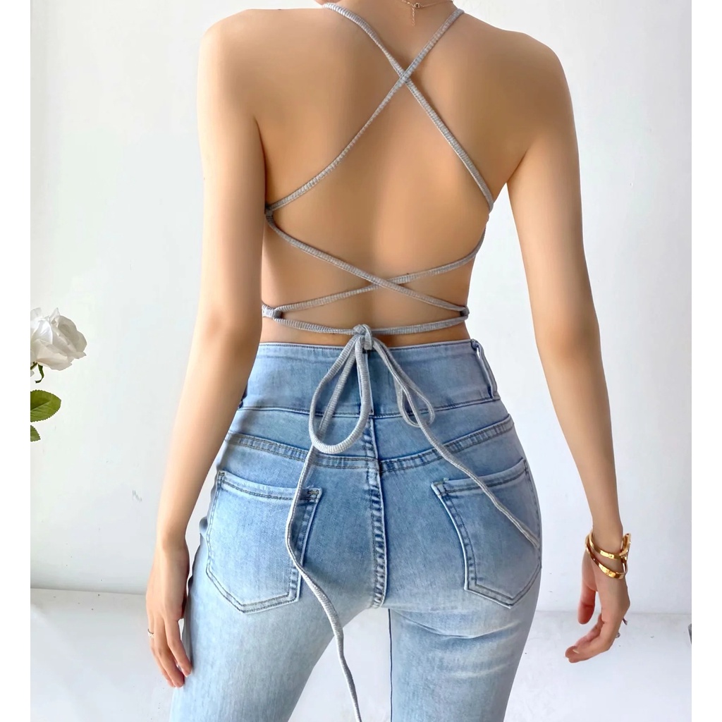 Áo dây croptop CERA-Y màu đen / màu trắng CRA072