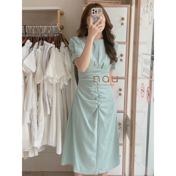 Đầm dáng dài nhíu eo tôn dáng