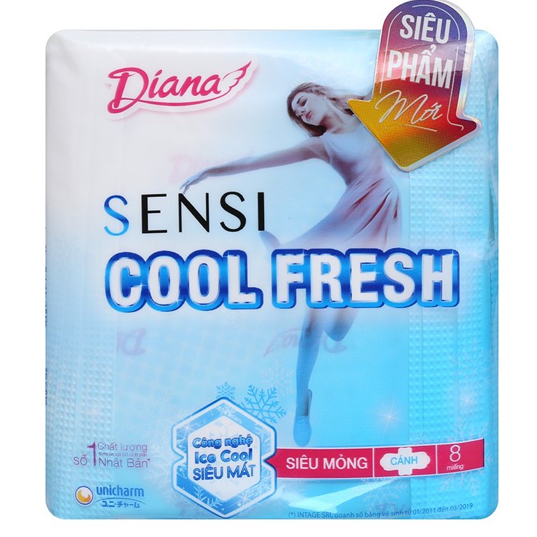 Băng vệ sinh Diana Sensi Cool Fresh siêu mỏng cánh 23cm