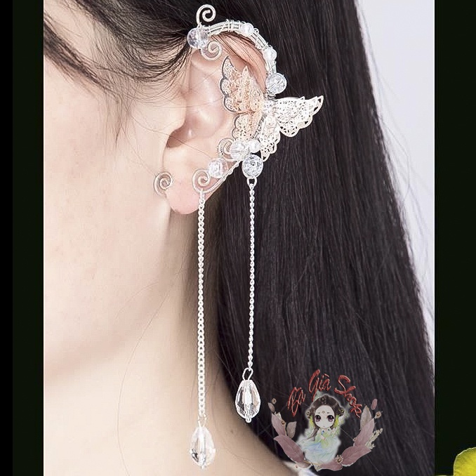 Bông tai vintage bướm xanh trang sức