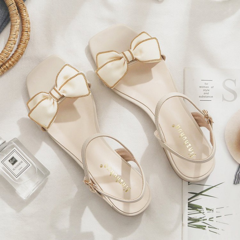 Giày Sandal Cao Gót Cài Khóa Đính Nơ Thời Trang Mùa Hè Phong Cách Hàn Quốc Dành Cho Nữ 2022