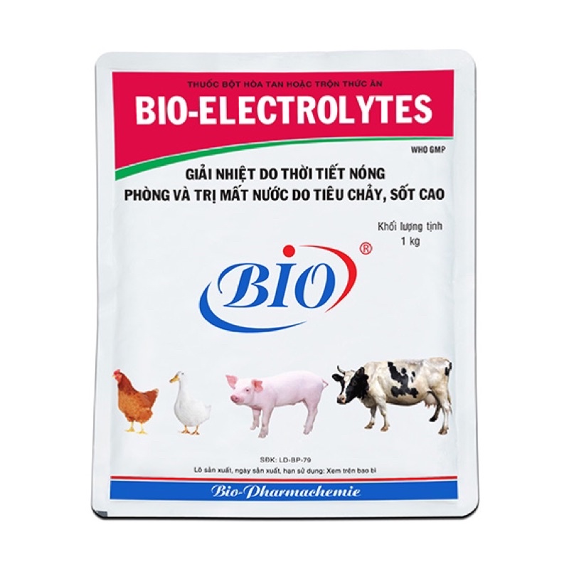 Combo 2 gói Bio Electrolytes 100g giải nhiệt do thời tiết, phòng và tri mất nước trên vật nuôi.