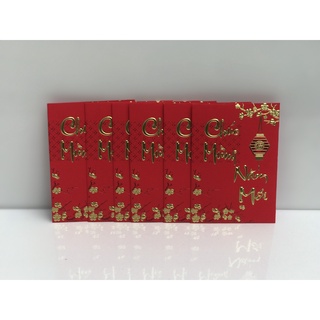 Set 6 bao lì xì đỏ, lixi tết in chữ nổi 3D truyền thống