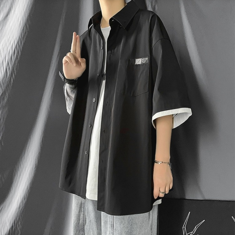 Áo Sơ Mi Ngắn Tay Cổ Bẻ Thời Trang Hàn Quốc Dành Cho Nam