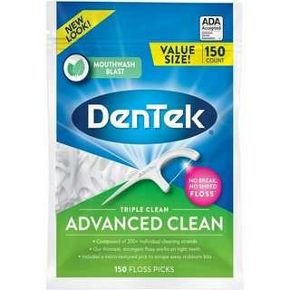 _Tăm chỉ nha khoa DenTek Triple Clean Floss Picks | No Break Guarantee | 150 Count