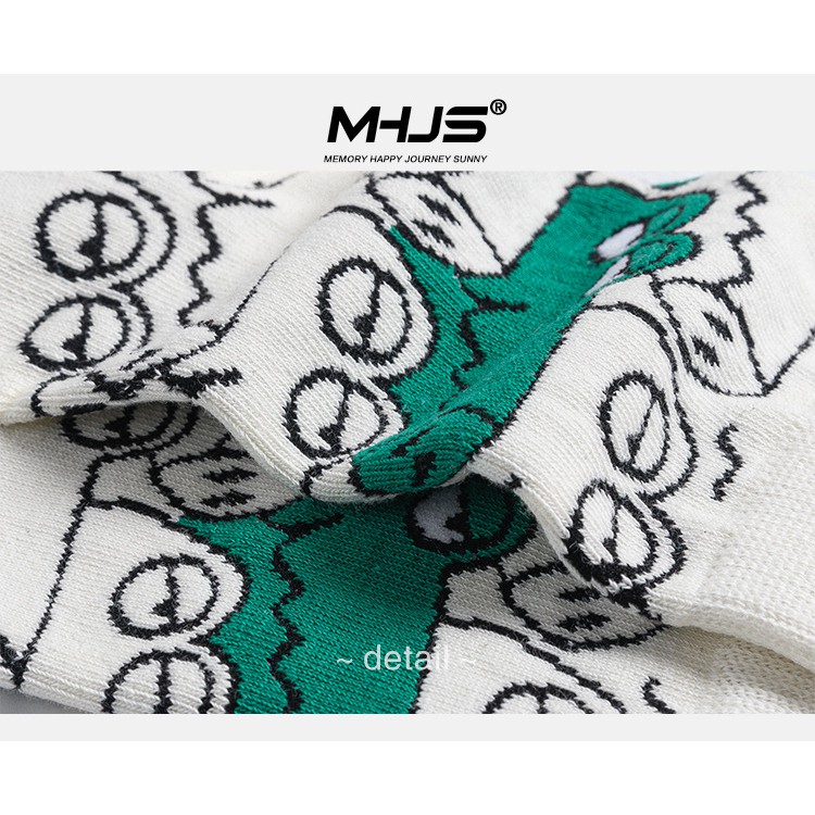 Tất Cổ cao Cao cấp Cá tính In hình Hoạt hình Cá sấu Trượt Patin Hip hop Vớ Thể thao Cao cổ Cotton Harajuku