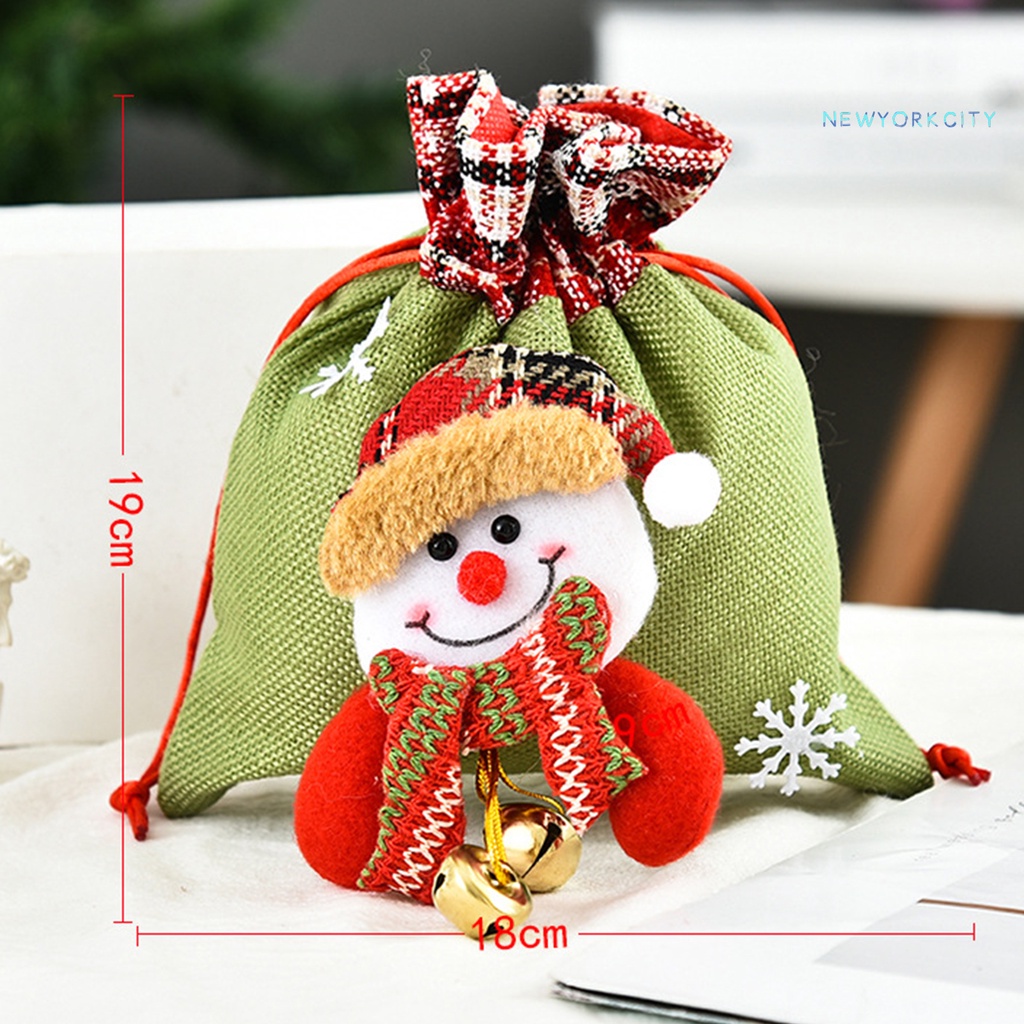 Túi dây rút đựng kẹo hình búp bê Giáng Sinh