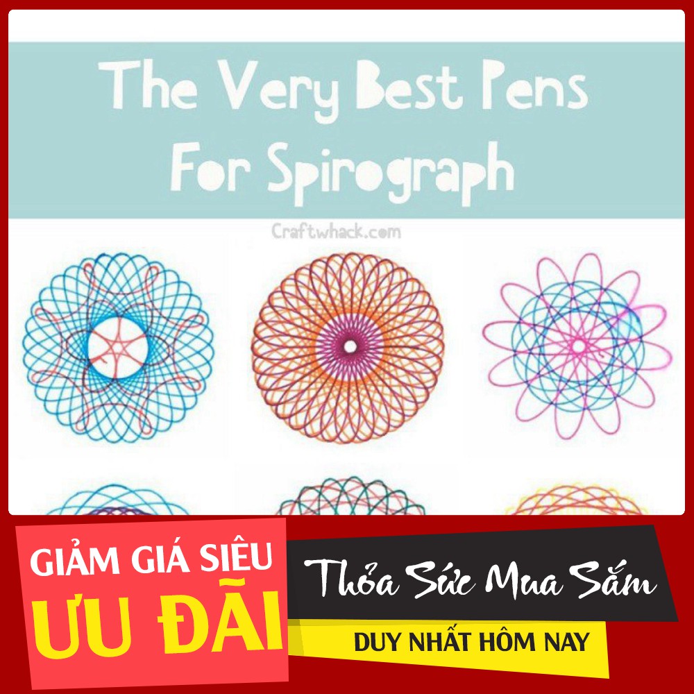 [SỐC]  Bộ Thước Vẽ Họa Tiết, Hoc Vẽ Sáng Tạo Spirograph No:2143