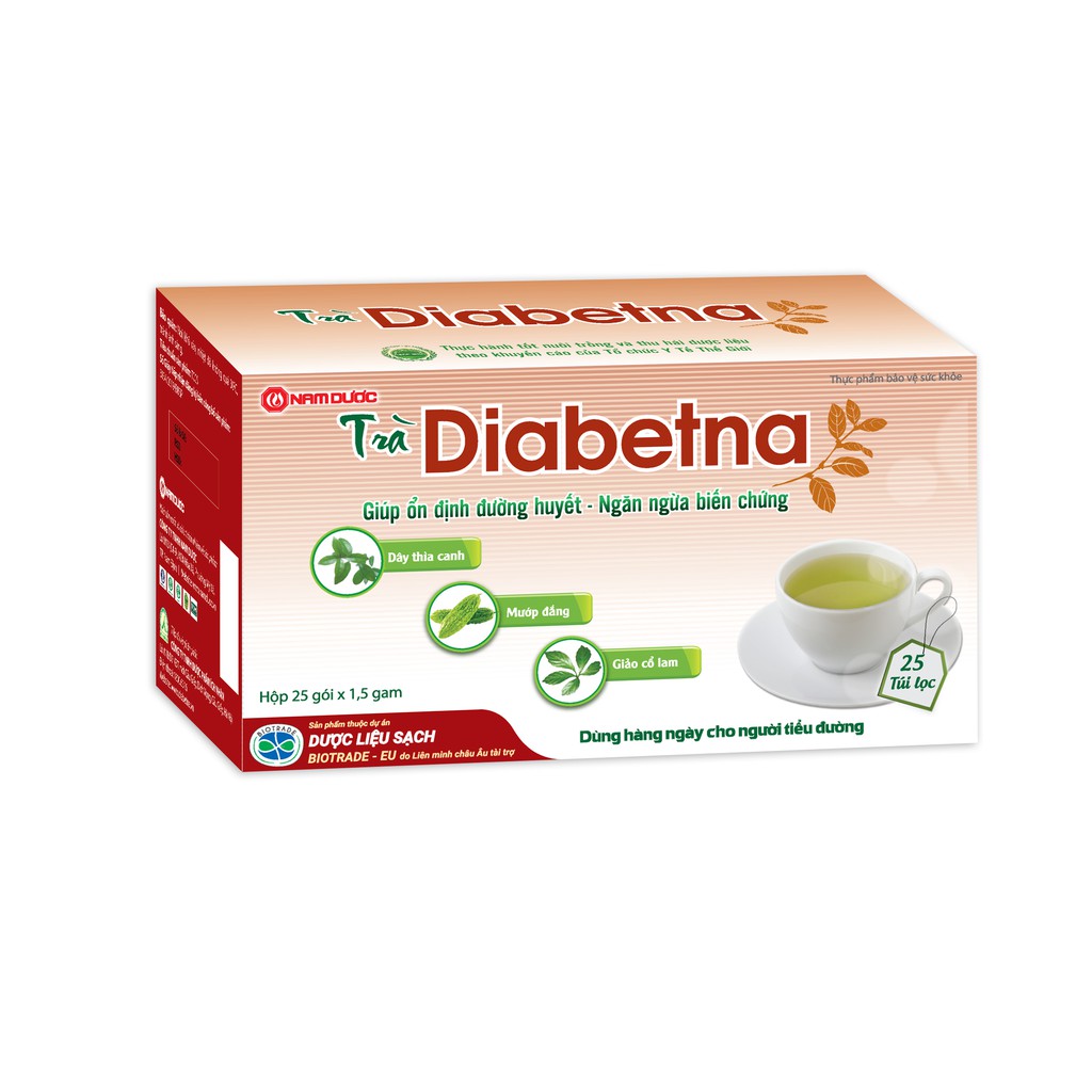 Trà Diabetna – Hỗ trợ giảm đường huyết và các biến chứng tim mạch hộp 25 gói