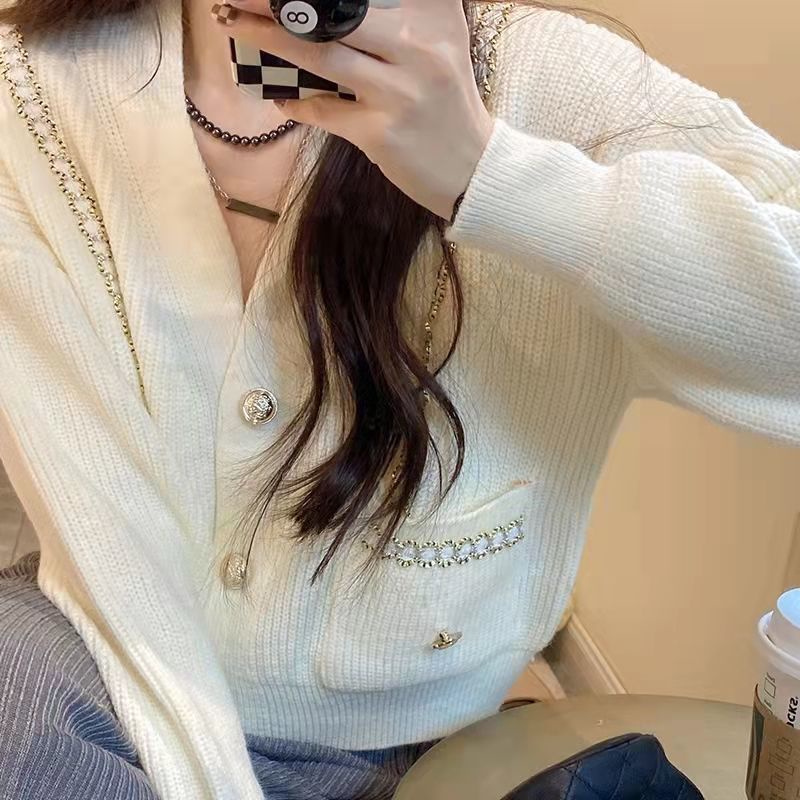 Xiaoxiang Áo Khoác Cardigan Dệt Kim Cổ Chữ v Dáng Ôm Cao Cấp Phong Cách Niche Slimmer Look Top  tao bao