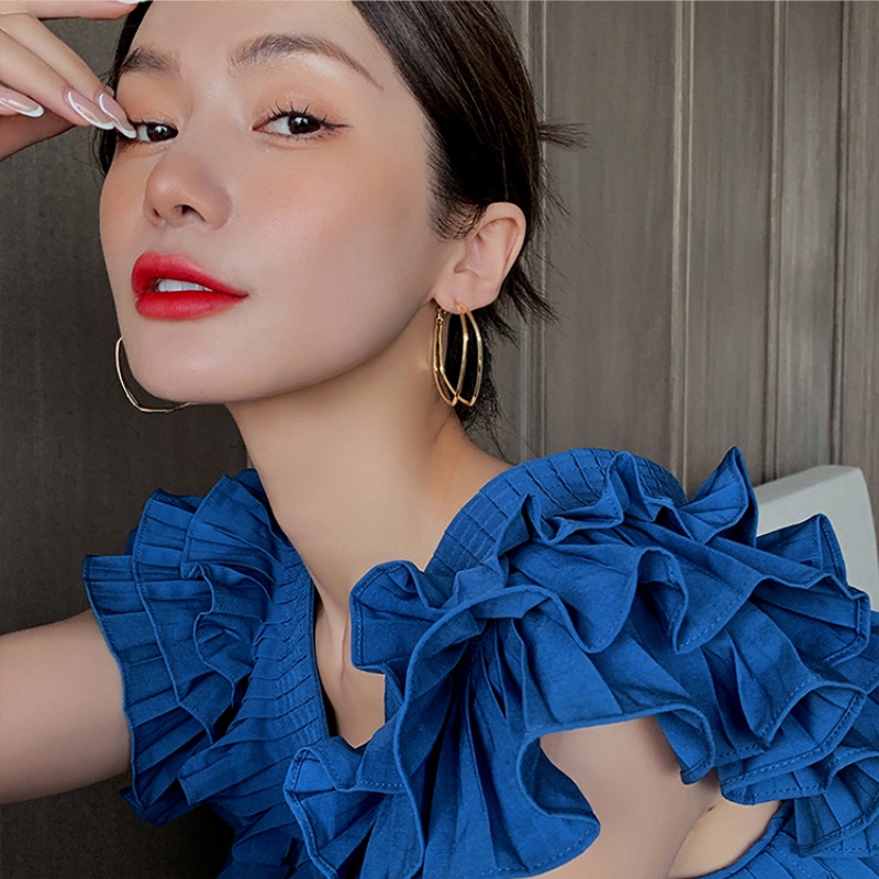 Khuyên Tai Hai Lớp Đơn Giản Cá Tính Theo Phong Cách Hàn Quốc