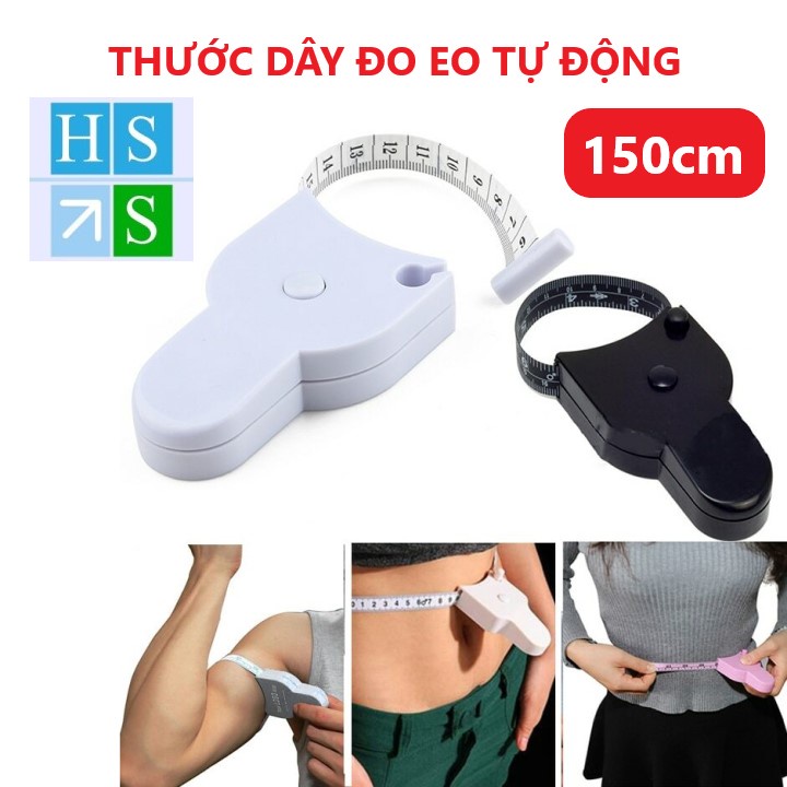 Thước dây đo cơ thể vòng eo 150cm bấm nút tự thu dây tiện dụng mang theo tập gym thể thao - HS Shop Thủ Đức