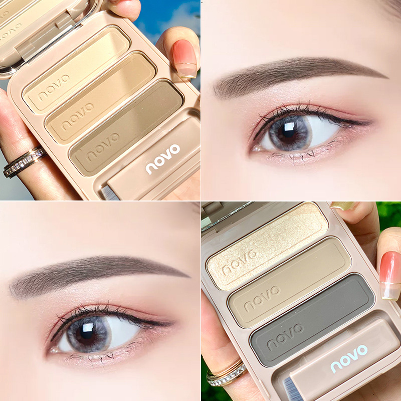 [Hàng mới về] Phấn kẻ mày Novo 2 bảng màu độ bóng cao kháng nước chống mồ hôi