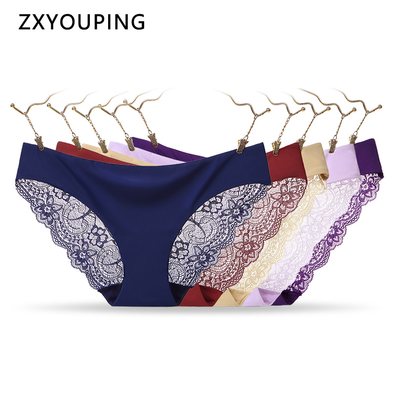 ZXYOUPING Set 4 Quần Lót Ren Hoa Trong Suốt Quyến Rũ Cho Nữ Size S-XXL