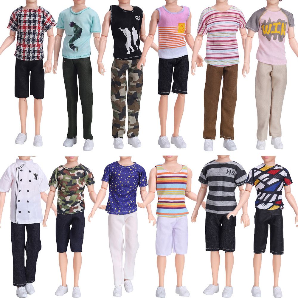 Bộ quần áo và giày nhiều phong cách trang trí cho búp bê nam