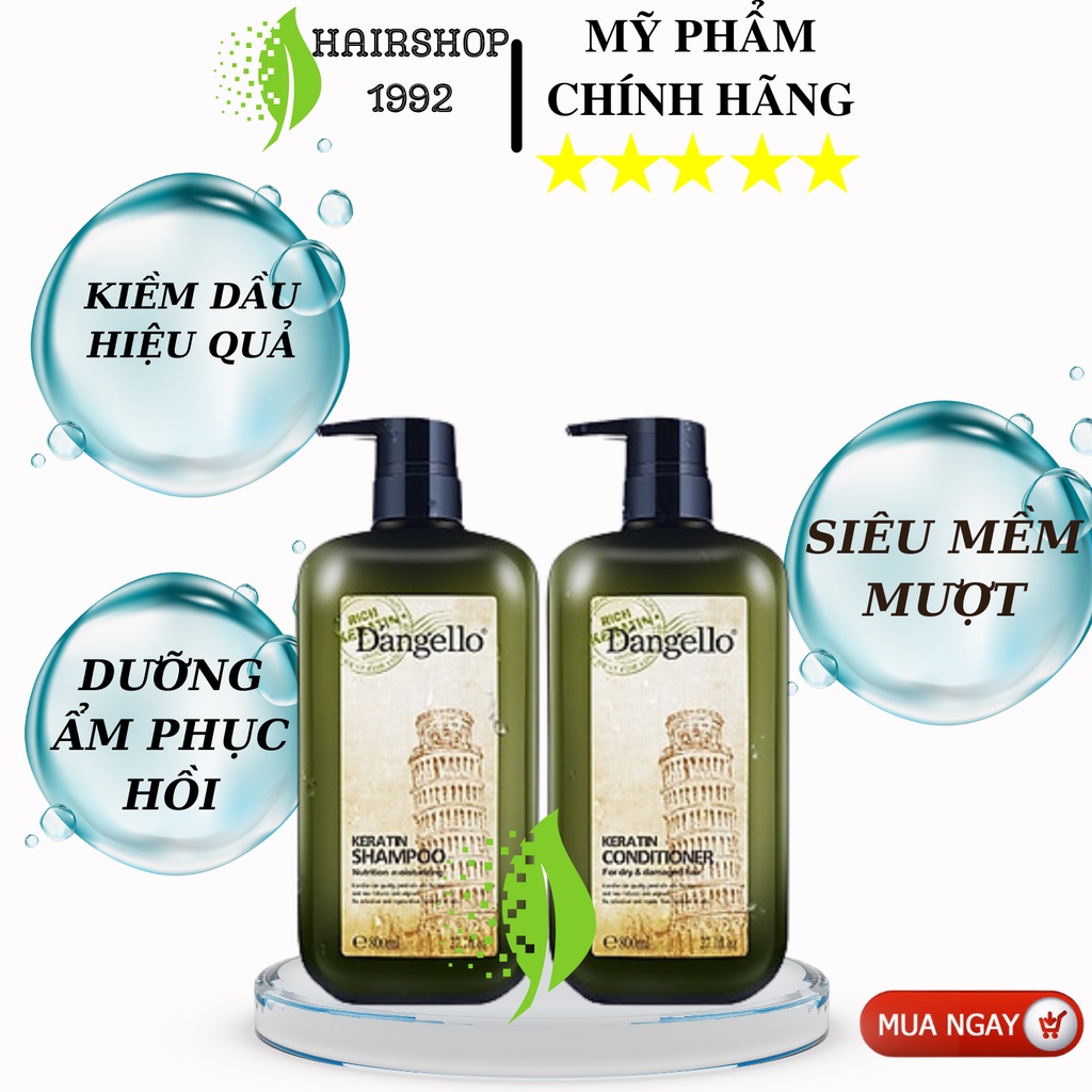 Cặp dầu gội dầu xả keratin Dangelo kiềm dầu phục hồi tóc hư tổn – siêu mềm mượt|bộ dầu gội xả 500ml * 2